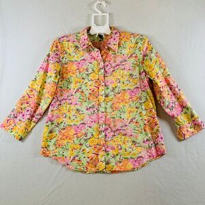 Lauren Ralph Lauren Women's 3/4 Sleeve Button Down Shirt Floral Spring Summer L